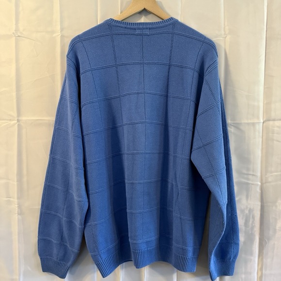 Vintage IZOD L Sky Blue 3D Chunky Heavy Knit Crewneck Sweater Square Dad Y2K - Picture 3 of 5